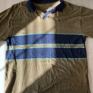 Brixton Olive and Navy Striped Polo Shirt